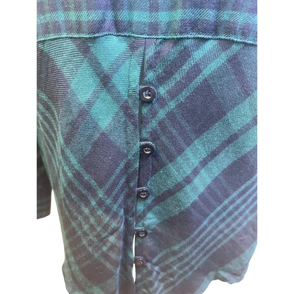Papermoon Womens Green & Navy Plaid Button-Up Long Sleeve Shirt S - Picture 6 of 8